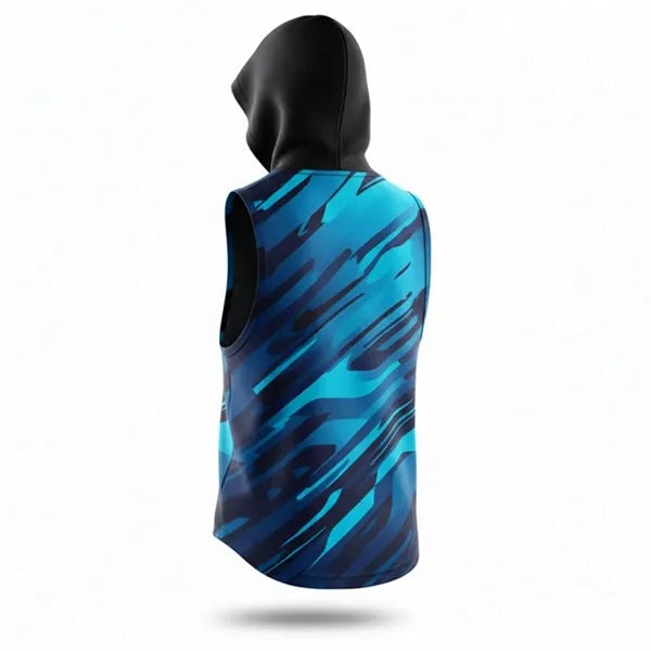 Full Color Spandex Interlock Sleeveless Hoodie T Shirt