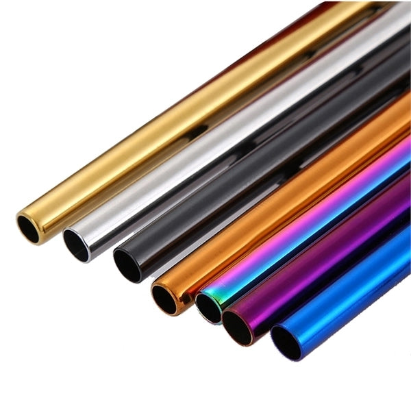 Multicolor Straight bent Stainless Steel Straw With Brush