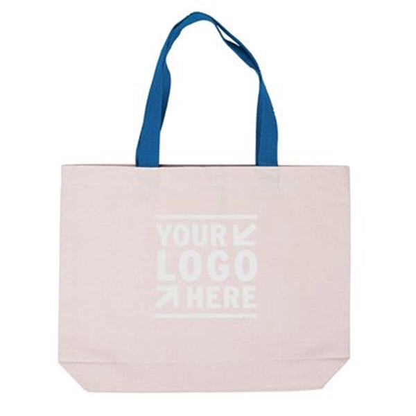 Cotton Canvas Tote with Gusset & Color Accent Handles