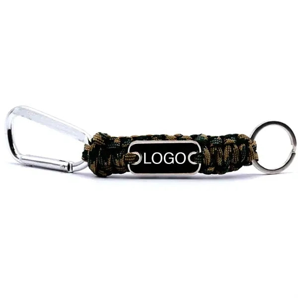 Tag Paracord Survival Rope Keychain with Carabiner