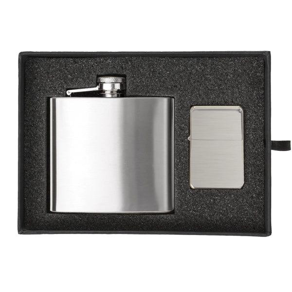 5 oz. Flask & Oil Flip Top Lighter Gift Set