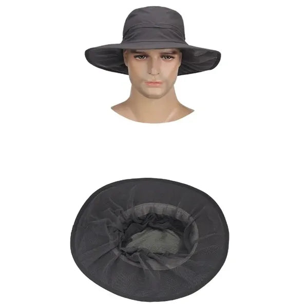 Outdoor Fishing Cap Mesh Head Net Face Protector Sun Hat
