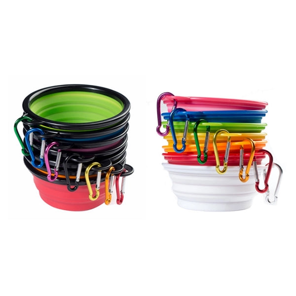 Pet Silicone Folding Bowl With Carabiner Hook