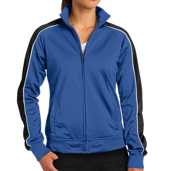 Ladies' Pipe Designed Polyester Tricot Jacket