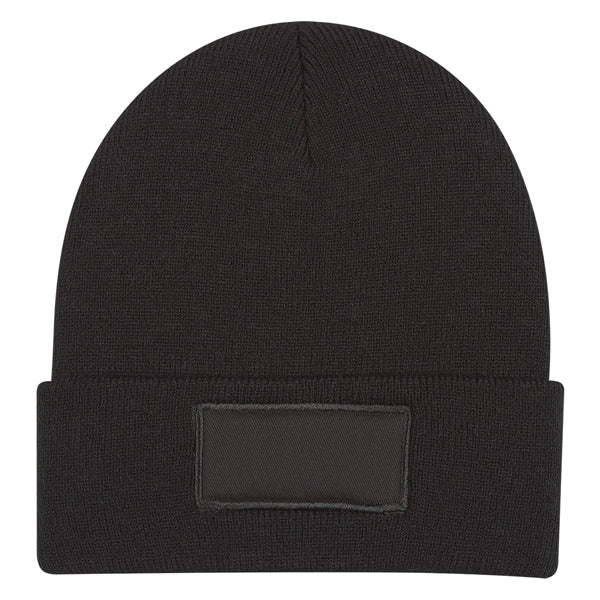 Beanie with Knitted Patch and Cuff