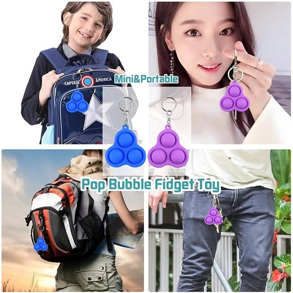 Fidget simple dimple toy Key Ring Triangular Circle