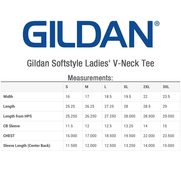 Gildan 100% Cotton Preshrunk Softstyle Ladies V-Neck T-Shirt