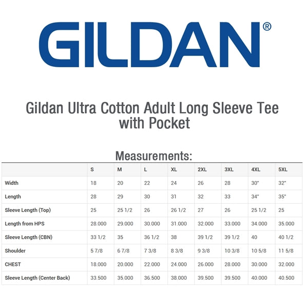 Gildan Ultra Cotton 6.1 oz 100% Preshrunk Long Sleeve Tshirt
