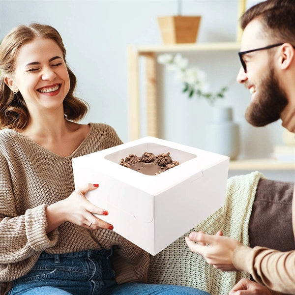 10x10x5 Inches White Bakery Boxes with Window