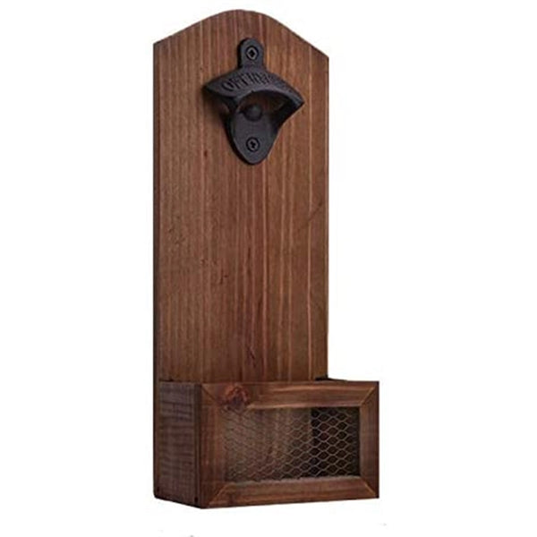 Wall Mounted Beer Opener with Caps Catcher