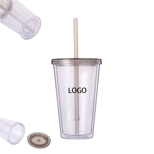 Double-Layer Plastic Straw Cup