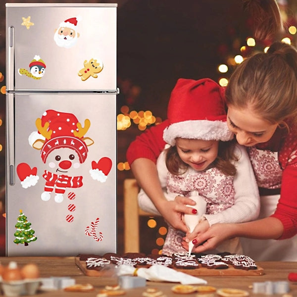 Cartoon Snowman Christmas PVC Refrigerator Sticker