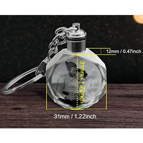 LED Light Octagon Crystal Key Chain