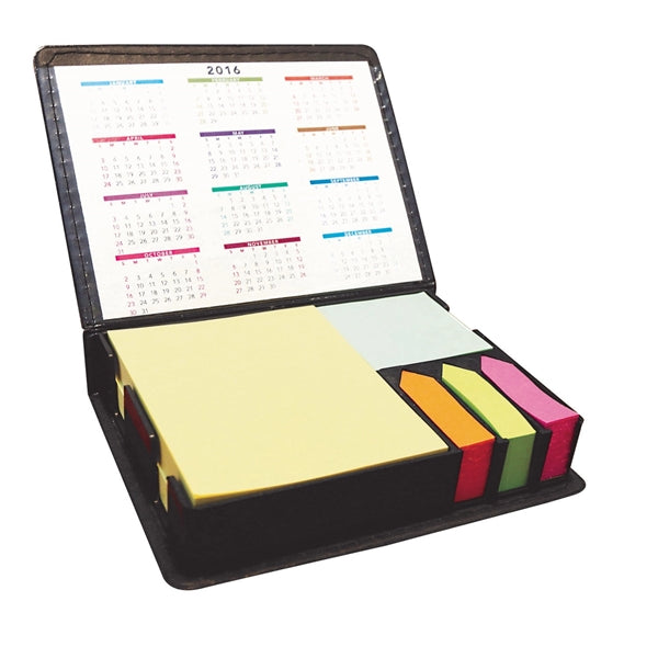 Pvc Black Desk Caddy With 2 Pastel Colored Sticky Note