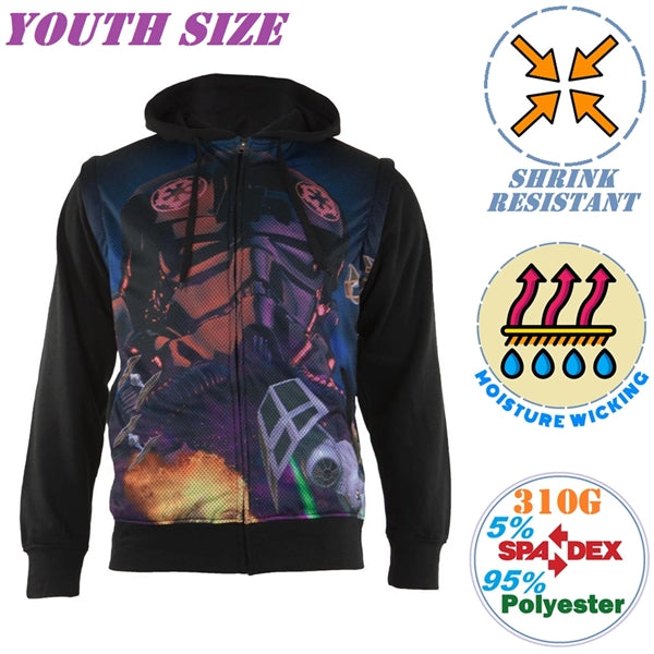 310G Fleece Youth Pullover Hoodies w/ Full Zipper & 2 Pocket