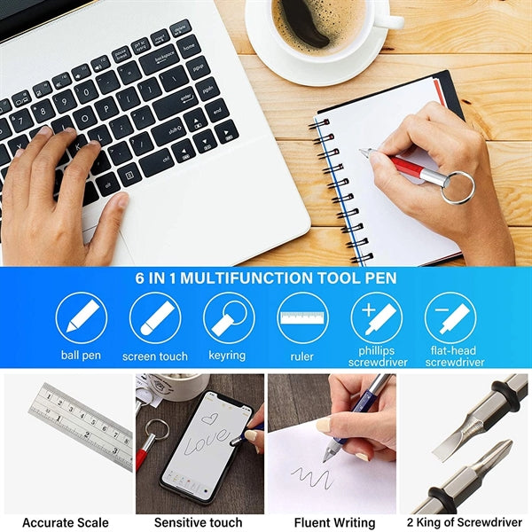Multitool Tech Tool Pen Key Ring Screwdriver Ruler Carabiner