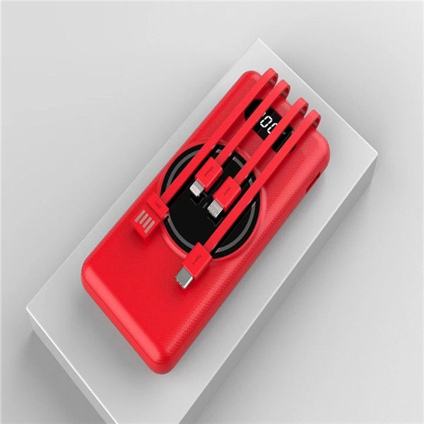 Qi Wireless Charger Built in Cables Power Bank 10000mah