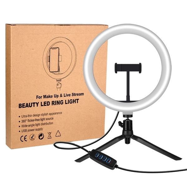 10"LED Ring Light With Tripod Stand Phone Holder