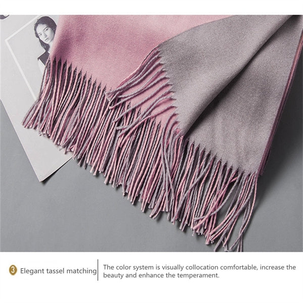 Cashmere double-sided two-color scarf ladies warm shawl