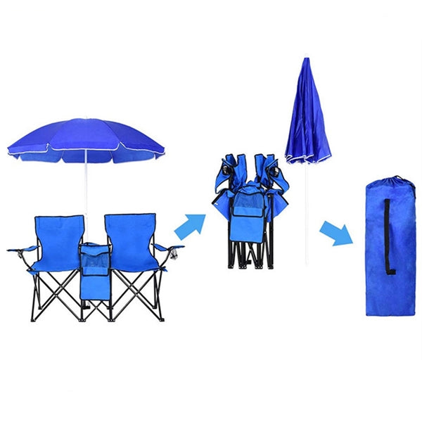 Folding Outdoor Double Chair with Removable Umbrella