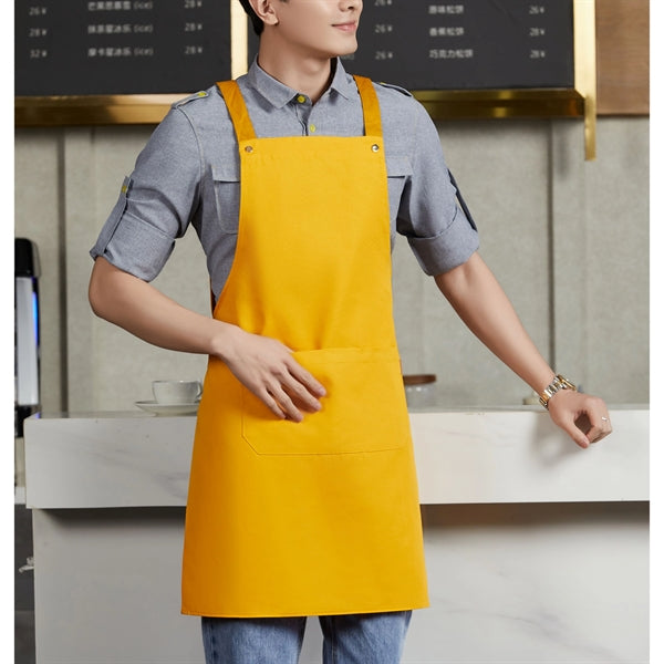 14 oz. Canvas Kitchen Apron w/ Brown shoulder Strap