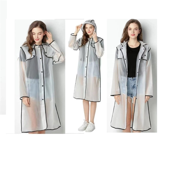 Translucent Rain Poncho With Hat