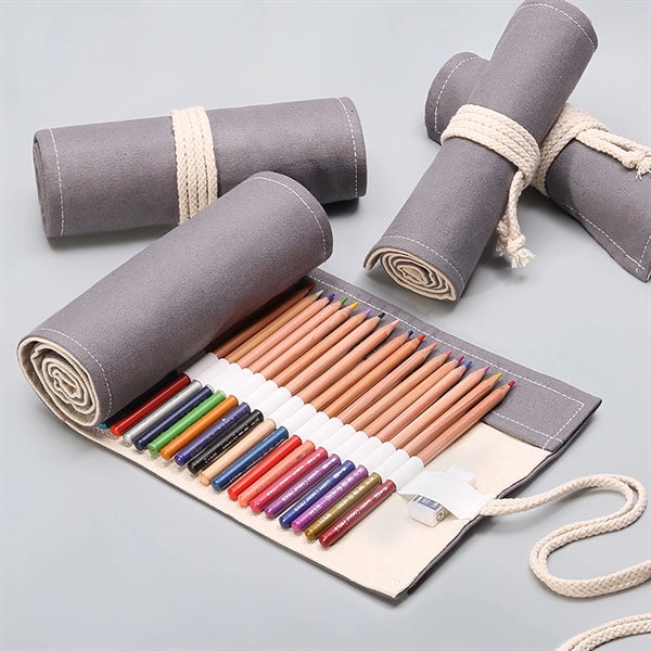 Canvas Roll Up Pencil Case(24Slots)