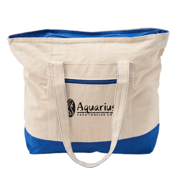 12 oz Cotton Canvas Zippered Tote Bag