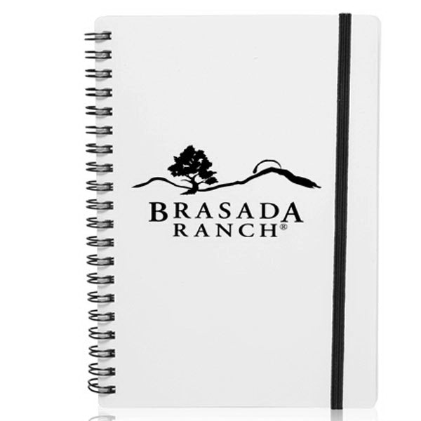 White Spiral Notebooks with Elastic Band