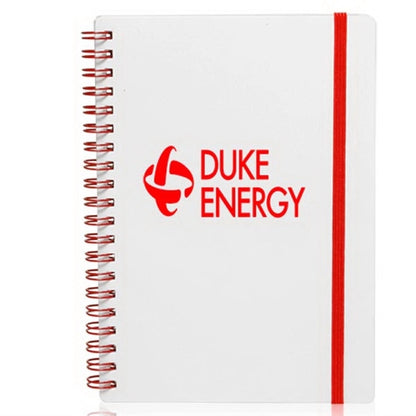 White Spiral Notebooks with Elastic Band