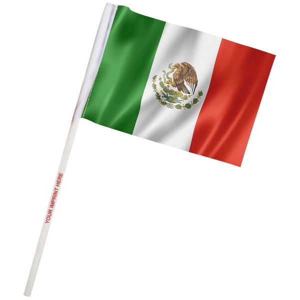 4" x 6" Mexico Imprinted Staff Polyester Stick Flags