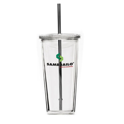 24 oz. Travel Double Wall Acrylic Cup w/ lid and straw