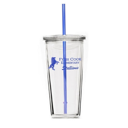 24 oz. Travel Double Wall Acrylic Cup w/ lid and straw