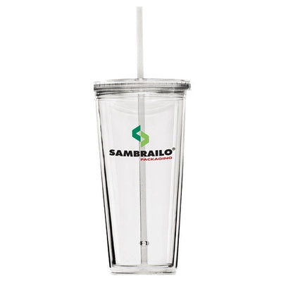 24 oz. Travel Double Wall Acrylic Cup w/ lid and straw