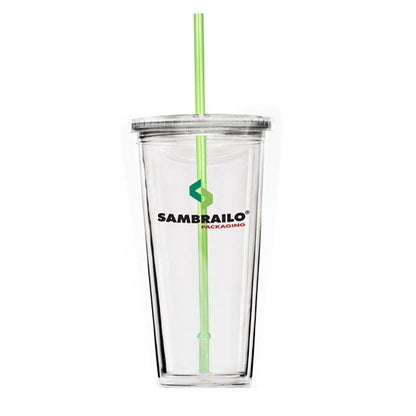 24 oz. Travel Double Wall Acrylic Cup w/ lid and straw