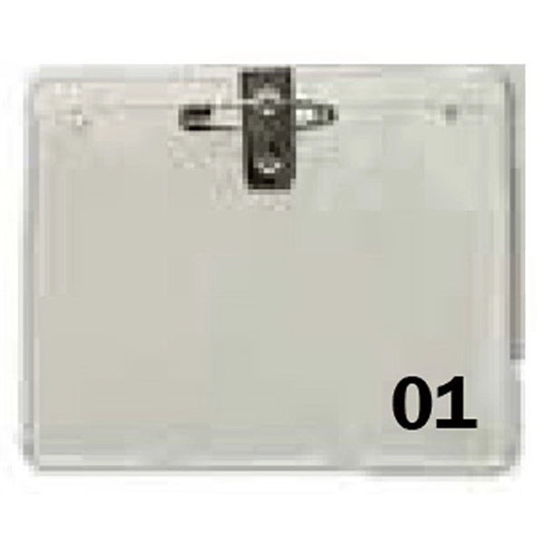 Horizontal Vinyl Badge Holder with Safety Pin & bulldog clip