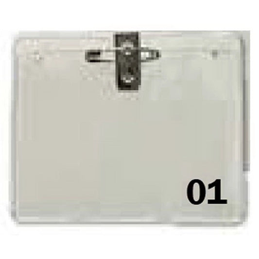 Horizontal Vinyl Badge Holder with Safety Pin & bulldog clip