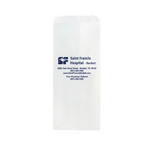 White Kraft Paper Prescription Bag - Flexo Ink