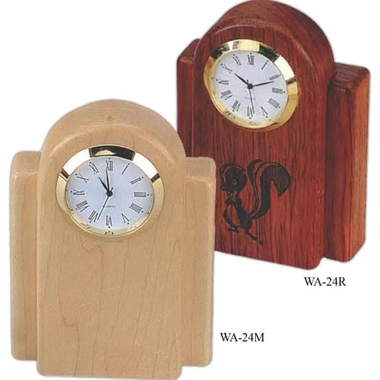 Maple Desk Clock w/ Silver Bezel