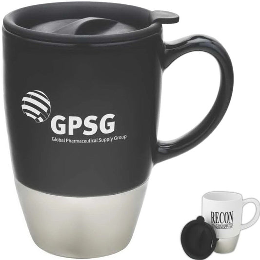 Sagitta 15 oz. Ceramic Mug with Steel Accent