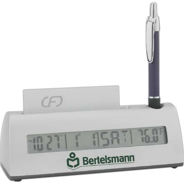 Clock with Business Card and Pen Holder