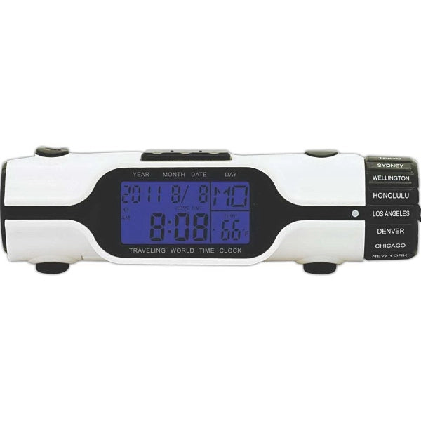 World Time Travel Alarm Clock with LED Flashlight