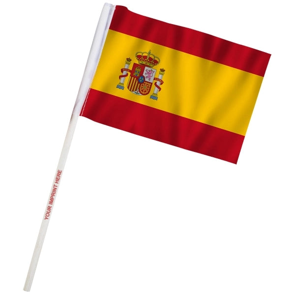 4" x 6" Spain Imprinted Staff Polyester Stick Flags