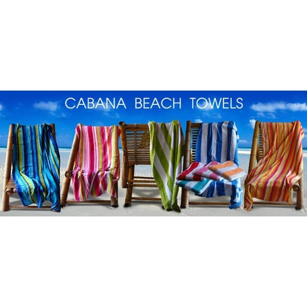 30x60 Terry Velour Cabana Stripe Beach Towels