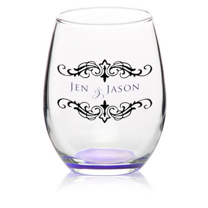 9 oz. Stemless Etched Wine Glasses
