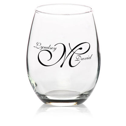 9 oz. Stemless Etched Wine Glasses