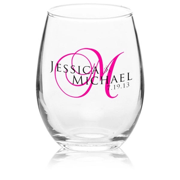 9 oz. Stemless Etched Wine Glasses