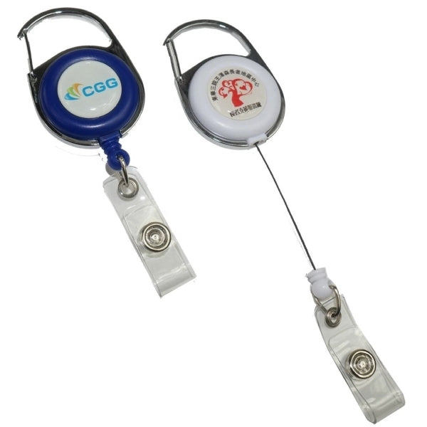 Retractable Carabiner Round Badge Reel w/ Belt Clip