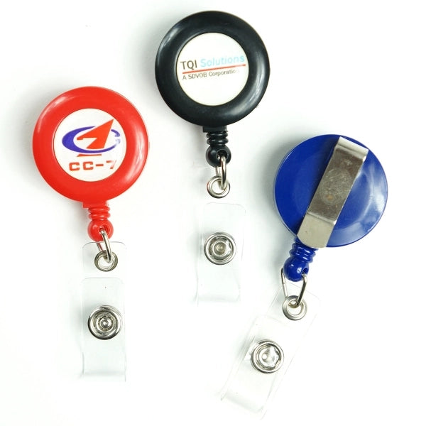 Retractable Round Badge Reel w/ Belt Clip