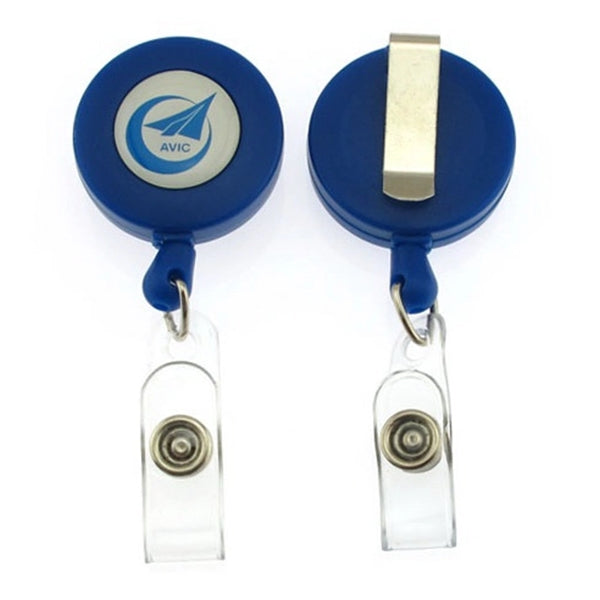 Retractable Round Badge Reel w/ Belt Clip
